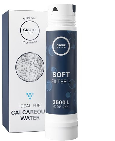 GROHE Blue, Austauschfilter Soft, L-Size, 2500l Kapazität (reduziert geschmacksstörende Stoffe wie Chlor, Kalk und Mikroplastik im Trinkwasser, für Blue Professional, Pure, Red), 40412001