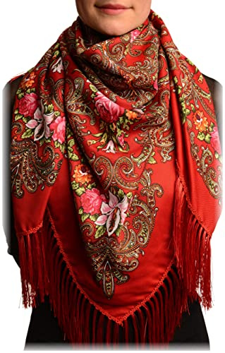 LissKiss Coral Tzarsky Slavonic Russian Folk Style Shawl - Scarf