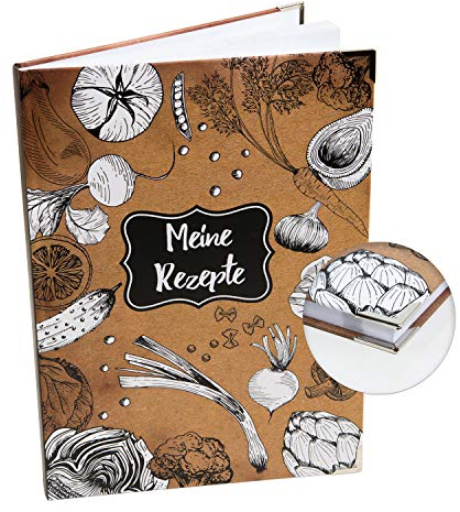 Logbuch-Verlag leeres Rezeptbuch Meine Rezepte Kochbuch zum selbst Schreiben DIN A4 schwarz-weiß Geschenkbuch vegetarisch vegan
