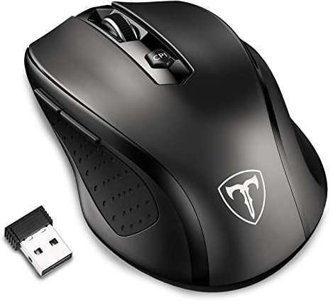 Lionsing Wireless Mouse, 2.4G PC Mouse Wireless with 6 Buttons, 2400DPI Wireless Mouse for Laptop, PC, Chromebook, MacBook, Black