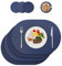 Tischsets und Untersetzer aus Leder,tischdeko,platzset abwischbar,PU Kunstleder Hitzebeständig Platz-Matten für Küche Speisetisch,4er-Set (Oval, Blau)