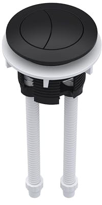 nuie CPB401 Accessory Modern Bathroom Round Toilet Cistern Dual Flush Push Button, Matt Black