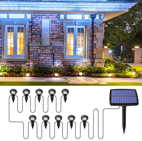 Solarlampen für Außen Garten, Solarleuchten für Außen mit 10 LEDs, Wasserdicht Solar Bodenleuchten Aussen, 3000K Warmweiß Led Solar Gartenleuchten für Außen, Garten, Weg, Rasen, Patio