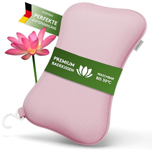 SilverRack Coussin de Bain de Qualité Supérieure Rose - Avec Ventouses pour la Nuque et le Jacuzzi - Accessoire de Baignoire
