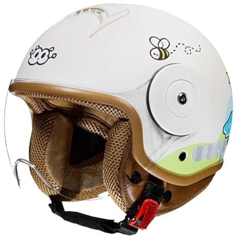 QJWMatic Kinder-Motorradhelm, offenes Gesicht, mit Visier, für Kinder im Alter von 3–14 Jahren, Retro-ATV-Moped-Helme für Motorroller ECE-geprüft J,46-54CM