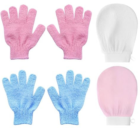 6 Stück Peeling Handschuh, Doppelseitig Peelinghandschuh für Körper und Gesicht Massage, Badehandschuhe Exfoliating Gloves, Peelinghandschuh Körper für Frauen Dusche Spa Massage