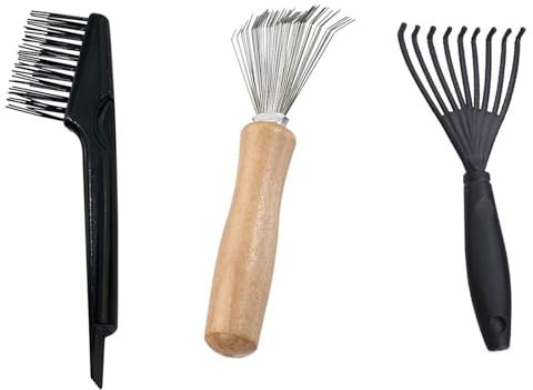 Wilsonzin 3 Pcs Nettoyant Poignée En Bois Pour Peigne,Nettoyage De Peigne à Cheveux,peigne de nettoyage,outil de nettoyage de peigne pour Nettoyer les Brosses,Peignes,Tapis De Bain