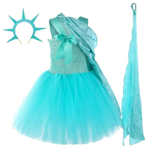 Robe en costumes d'Halloween pour filles | Costume de cosplay pour le jour 'indépendance avec bandeau - doublure en microfibre pour fête, spectacles de théâtre, cosplay, Hallowe