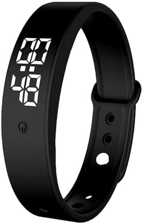 LIUQOBN Vibrationsalarm-Armband, wasserdicht, leiser Wecker, vibrierende Armbanduhr für Tiefschläfer/Hören, 3 Temperaturmessungen pro Tag (schwarz)