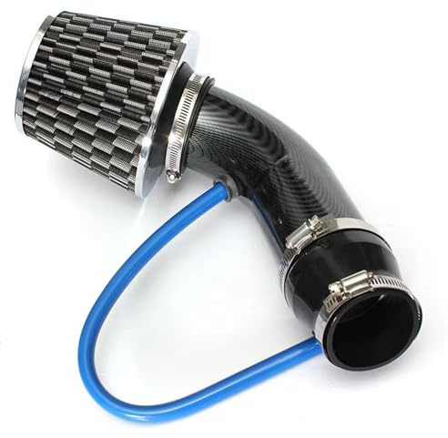 ​​Krtopo Admission d'Air Froid Filtre Universel 76mm/3 - ​​76mm Filtre​​ Sport en Aluminium avec ​​Durite Admission Air​​ - Système Performant pour Voiture/Moto (Effet Fibre de Carbone-Noir)