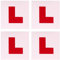 4 Pcs L Plates for Car Window Stickers for new driver, Include 2 Outside Self Adhesive L Plates Sticker and 2 Electrostatic L-Plates for Inside Car Window(COLOR:red)