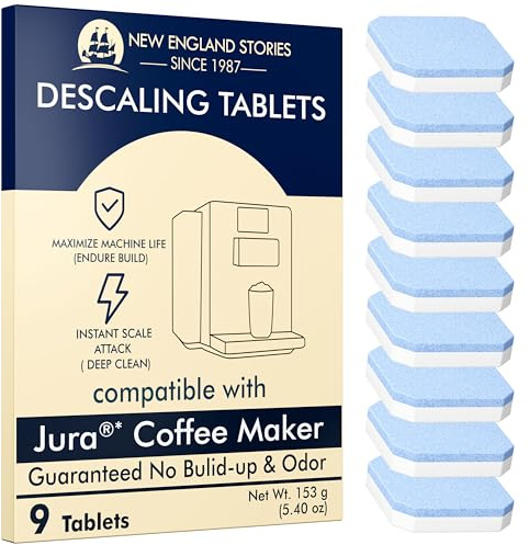 Jura Compatible Descaling Tablets (9-Pack) - Powerful Limescale & Calcium Remover for Coffee Machines | Prevents Clogs, Protects Internal Parts & Boosts Brewing Performance | Restores Original Taste
