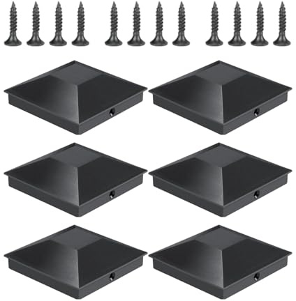 Copripalo per Pali di Legno 9x9 cm - Tappi in Plastica Stile Recinzione | Protezioni da Staccionata | Set 6 Pezzi con Viti, Schermatura Impermeabile e UV su Giardino Terrazza, Montaggio Semplice