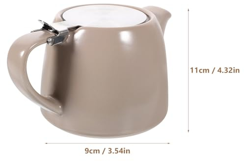 POPETPOP Tetera de Cerámica Estilo Chino Infusor y Colador de Acero Inoxidable Color Gris Claro Semibrillante Capacidad Media para Preparar Té Casa o Oficina