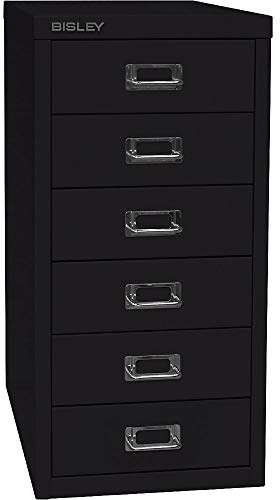BISLEY MultiDrawer, 29er Serie, DIN A4, 6 Schubladen, Metall, 633 Schwarz, 38 x 27.9 x 59 cm