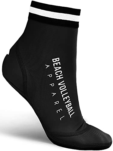 Momevo Calcetines de voleibol de playa Beachmates – Calcetines de playa protectores de neopreno y elastano – protección ideal contra el frío y el calor, Negro - logotipo antiguo, 47-48