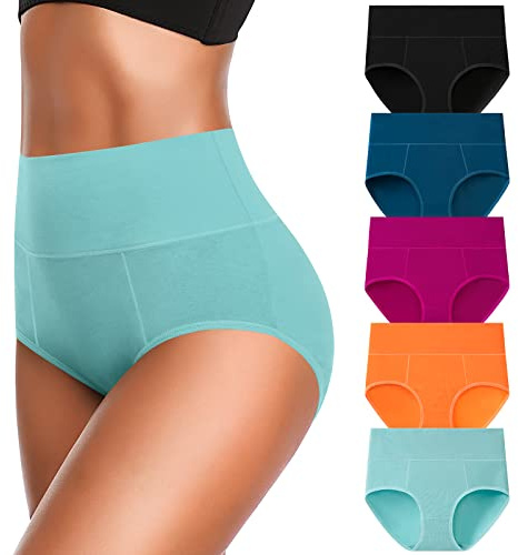 OLIKEME High Waisted Tummy Control Underwear Womens Soft Breathable Cotton Panties Plus Size Ladies Postpartum Briefs