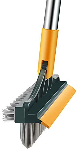 Spazzola per Pavimenti con Manico Lungo, Spazzola per fughe e Raschietto 2 in 1, Spazzola per Pavimenti in setole rigide Spazzola per la Pulizia degli spazi angolari per Cucina del Bagno