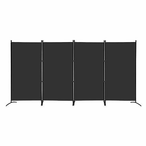 MAYOLIAH 4 Panel Privacy Screen Room Dividers 6FT Tall Portable Office Wall Divider for Rooms Separator 136x20x71, Black
