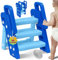 KIDIZ® Tritthocker für Kinder Trittleiter Klappbar mit 3 Stufen | Faltbarer Lern-Turm ab 18 Monaten bis 6 Jahren | Robust | Sicherer & Stabiler Trittschemel | Höhenverstellbar rutschfest Hellblau