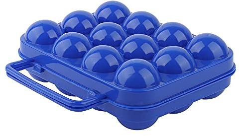 Caja de almacenamiento de huevos con asa, fiable y conveniente, a prueba de polvo y humedad, para 12 huevos, color naranja (azul)
