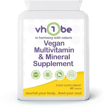 Vegan Multivitamin & Mineral Supplement – 60 Tablets | Daily Essential Nutrients for Energy, Immunity & Wellness | Non-GMO, Gluten-Free, No Artificial Additives | UK Made | by vh1be