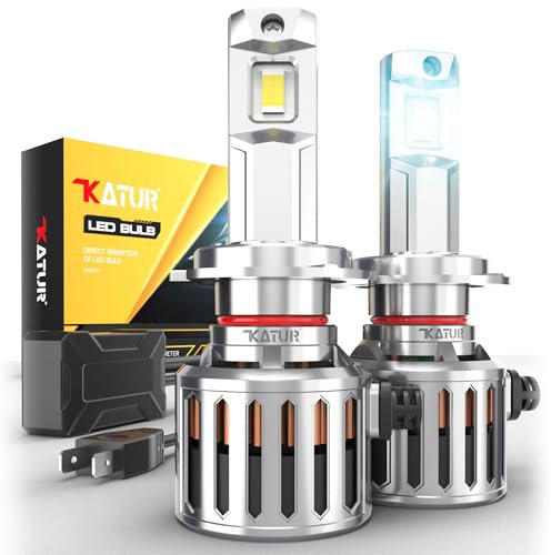 KATUR Bombilla H7 Led, 200W 40000LM 6000K Blanco 900% Brillo Super Brillante 360 Grados de Ángulo de Haz Ajustable 12V 24V Bombillas H7 Led Canbus libre de errores Kit de Conversión, 1 par