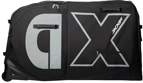 Exquimac Bike Travel Case & Bike Travel Bag - Bicycle Pro Transport Equipment for Air Flights - Oversized Capacity, Waterproof Fabric with 4 Aluminum Support Bars, Wheel Protection Tubes & YKK Zippers