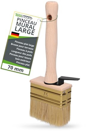ToolSpace Pennello 70 mm Pennellessa Grande con Setola Naturale con Manico Legno per la Pittura Muro Pareti Plafone - per Vernice Interne Facciate Acrilica - per Parete Calce per Decorare