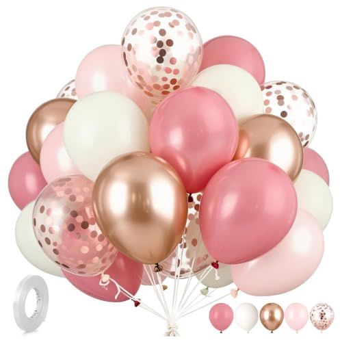 62 Pezzi Palloncini Rosa, 12 Pollici Palloncini Compleanno