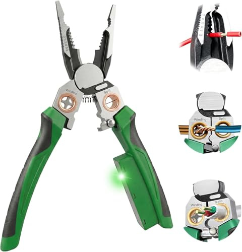 Pinza spelafili con misura di corrente, 8 in 1 pinza elettricista, spelafili multifunzione con tester di tensione e allarmi – utensile spelafili versatile