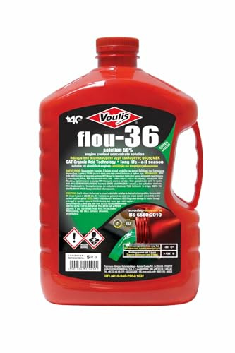 Voulis Flou-36 Anticongelante Coche 5L -36°C Refrigerante Motor Oat Long Life Anticorrosión Radiador Sistema Refrigeración Protección contra Óxido y Depósitos Alta Temperatura