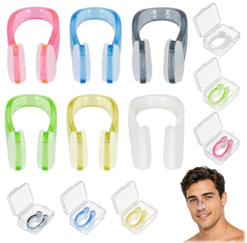 UWJOWP Pince-nez de natation - Nose clip en silicone - Pince nez ajustable pour adulte et enfant - Accessoire piscine (lot de 6)