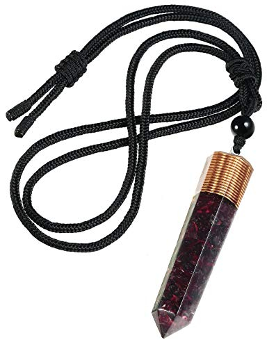 mookaitedecor Hexagon Säulen Anhänger Halskette für Damen und Herren, Trommelstein Heilstein Schmuck mit Einstellbare Kette 46-62cm, Granat