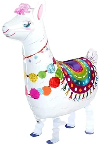 DIWULI laufender Lama Luftballon, Airwalker Ballon, Alpaka Tier-Ballon Folien-Ballon, Folienluftballon Kinder-Geburtstag Junge Mädchen, Tier-Party, Motto-Party, Dekoration, Geschenk-Deko Dschungel Zoo