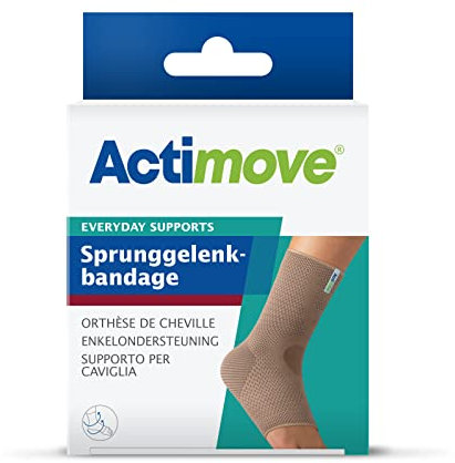 Actimove EVERYDAY SUPPORTS Sprunggelenkbandage - Slim Fit - bei degenerativen Erkrankungen und Überlastung - feste Kompression - für Knöchel - Beige, Large