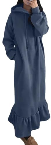 tinetill Abito Invernale Donna Taglie Forti Abito Pullover Caldo con Cappuccio Abito Lungo Foderato in Pile Felpa con Cappuccio a Maniche Lunghe Felpa Lunga Ampia Abbigliamento per Il Tempo Libero