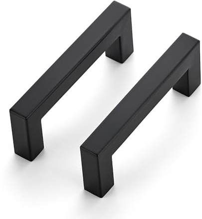 Ravinte 10 Pack Kitchen Door Handles Black Handles for Cupboard 76mm | Square Bar Grip, Smooth Pull Feel, For Cupboards, Wardrobes, Cabinets, Drawers, Kitchen Door Hardware, Furniture Restyle