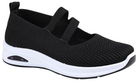 Bambas Altas Mujer Zapatos sin cordones para mujer Zapatillas de trabajo antideslizantes Zapatos para caminar Deportivas Mujer Blancas (Black, 38)