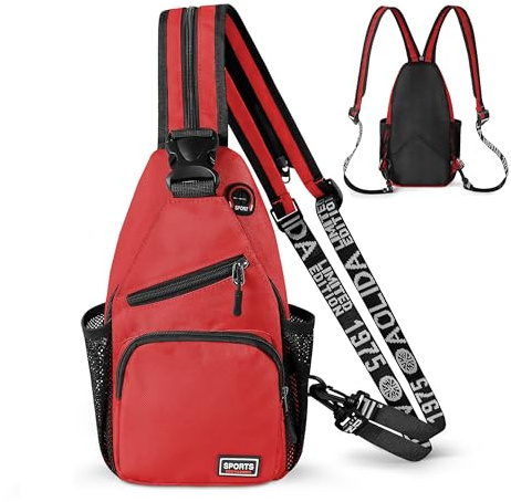 Geestock - Mochila convertible de tipo bandolera para hombres y mujeres, mochila de hombro para viajes y senderismo, Rojo, Small, Mochilas Sling