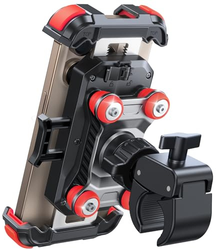 JOYROOM Soporte Móvil Moto Antivibración [Doble Amortiguación] Soporte Telemóvel Moto 360°Rotación Suporte Telefono Bicicleta para iPhone 16/15/14/13 Samsung S25/S24 Smartphone Rojo