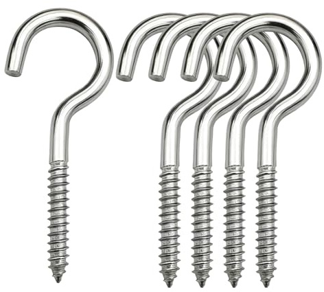 IDEALSV 304 Stainless Steel Screw Hooks 2.2 Inch M3.8 Screw Light Hooks 30 Pcs Screw Eye Hook Ceiling Hooks