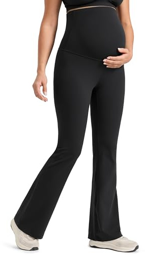 CRZ YOGA Butterlift Maternity Flare Leggings 31 - Workout Yoga Lounge Bootcut Pregnancy Womens Pants Over The Belly Black Small
