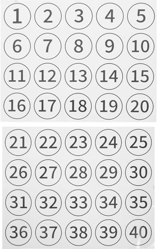 SUPVOX Lot de 40 Étiquettes Numérotées Autocollantes en Pvc Transparent 5 Cm Chiffres Adhésifs pour Classement et Organisation Bureau, Étiquettes Numérotées pour Rangement et Tri