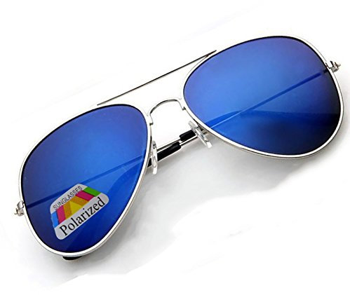 4sold Vintage Retro Original Mirror lens Polarized Sunglasses Glasses Air Force Unisex UV 400 Protection (Blue)