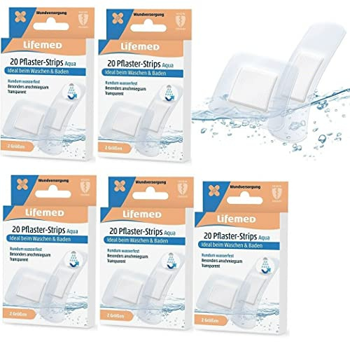 100 Pflasterstrips Wundpflaster wasserfest transparent 2 Größen Pflaster latexfrei