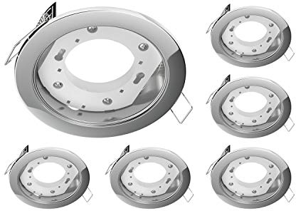 ledscom.de 6x infälld taklampa ZOBE, blank krom, rund, 107mm Ø, 1x GX53 max. 25W