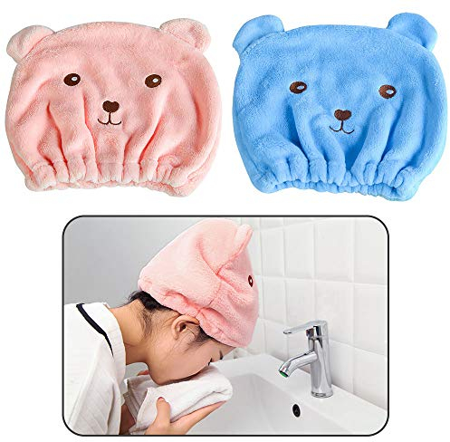 CRITIVE-Shop 2 Stück Haarturban-Wickel, Mikrofaser-Haartuch Haare Schnell Trocken, Haarhandtuch Super Saugfähig, Turban Handtuch Mit Knopf Schnell Trocken für Nasses Haar, Badekopf-Wickel für Frauen