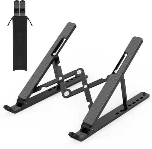 Nayka Adjustable Laptop Stand, Portable Laptop Riser for Desk, ABS+Silicone Laptop Holder, Foldable Ventilated Cooling Notebook Stand for 10-15.6” Laptops,Tablets