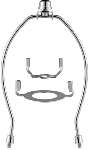 QVQCWD 8 inch Lamp Shade Harp Holder, Lamp Harp Fits E26 Light Base UNO Fitter Adapter, UNO Fitter Adapter Finial Set, Adapted All Styles of Lamp Shade, Table and Floor Lamps (Nickel) QC-17